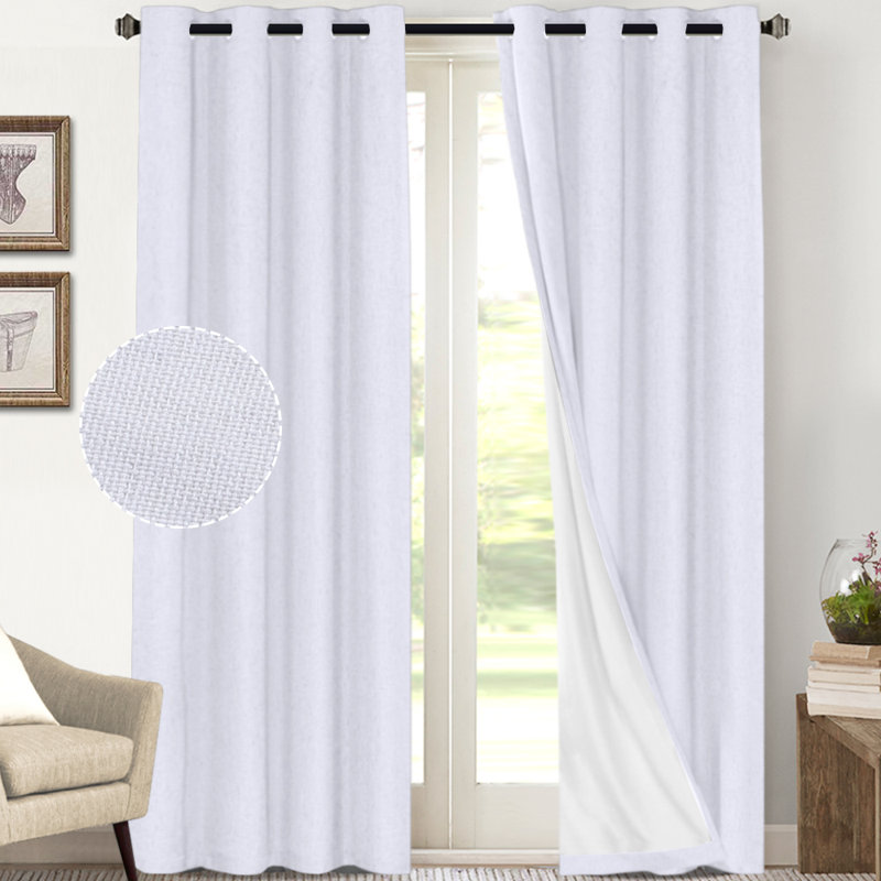 Dawain 100% Blackout Thermal Curtain Panels, White, 52" W x 108" L