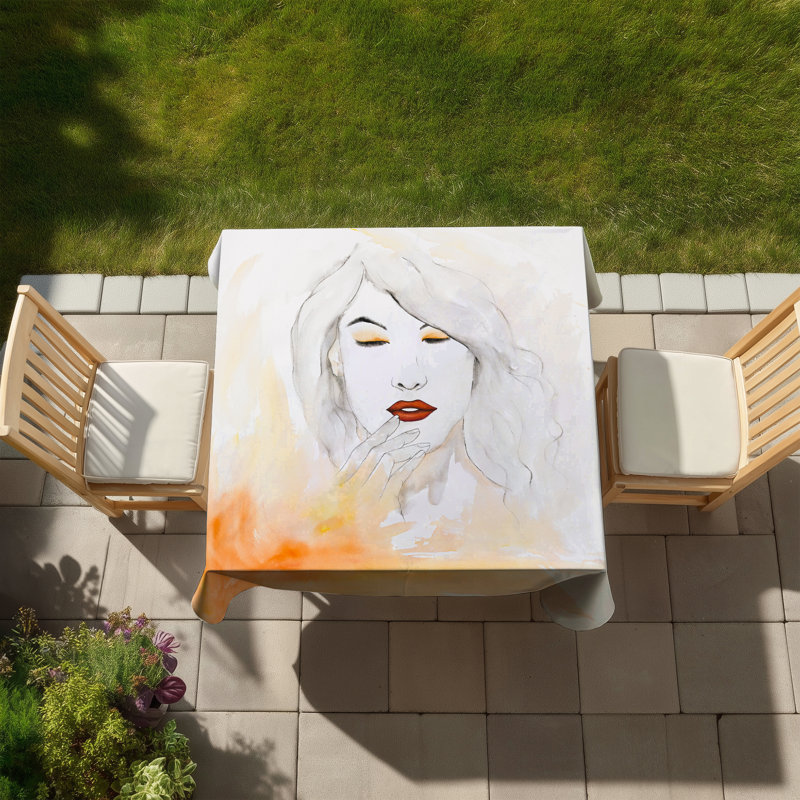 Portrait in Watercolor - Orange Tablecloth for Home Decor