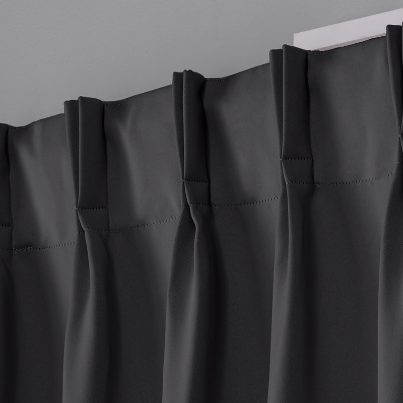 Sateen Room Darkening Curtain Pair, Charcoal, 26" W x 84" L