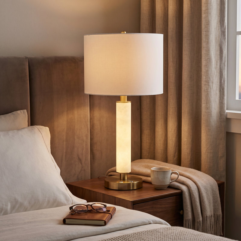 Dimamble Desk Lamp With USB Charging,Marble Pole