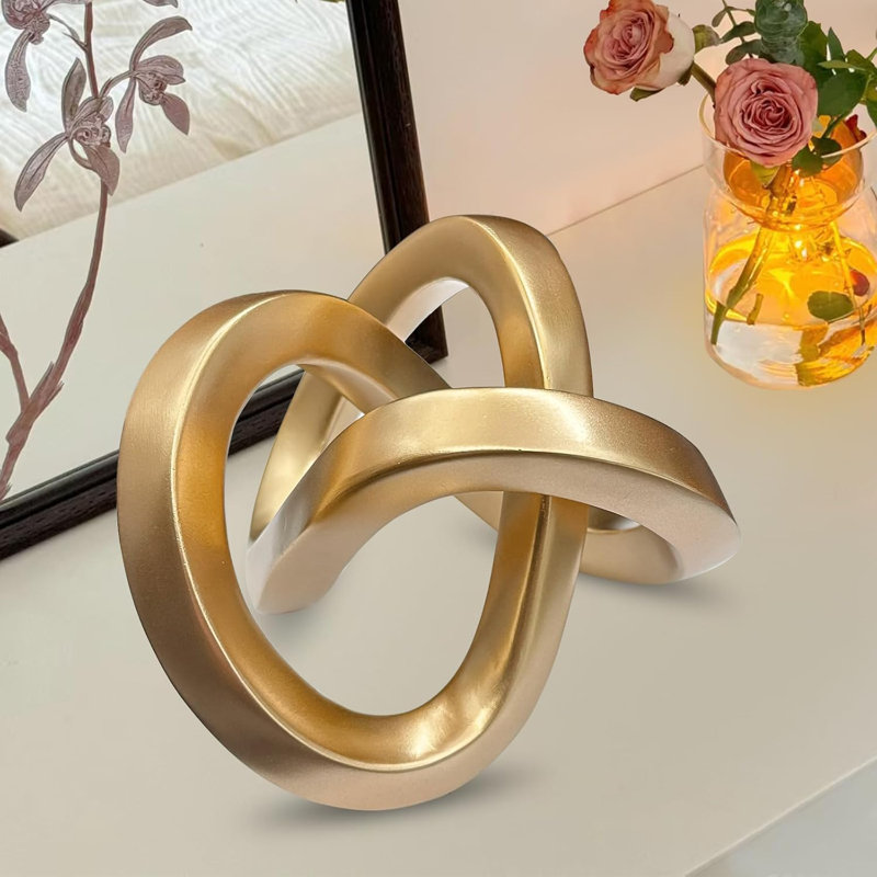 Modern Gold Geometric Sculpture Gold Knot Home Accent Decor Multi-Angle Geometric Sculptures Statues