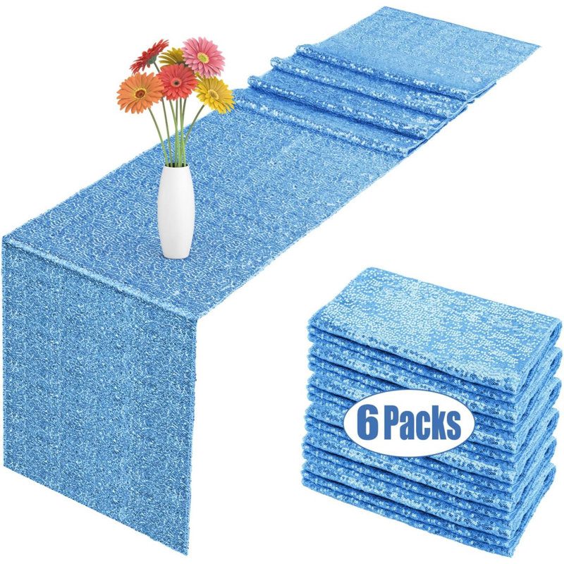 Bula Runner PET Sequins Table Runner - Set of 6, Blue