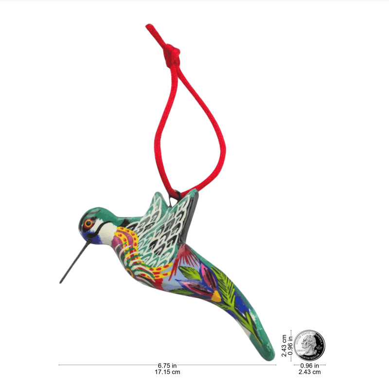 Hand-Painted Multicolor Porcelain Hummingbird Hanging Ornaments Set