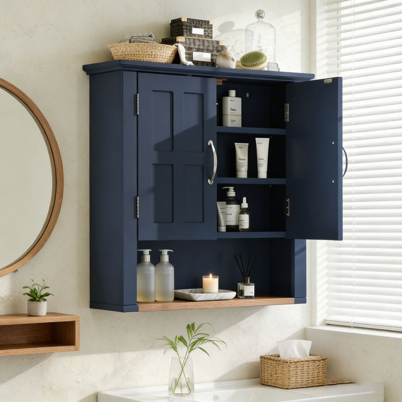 Armoire de rangement pour salle de bain, Bleu