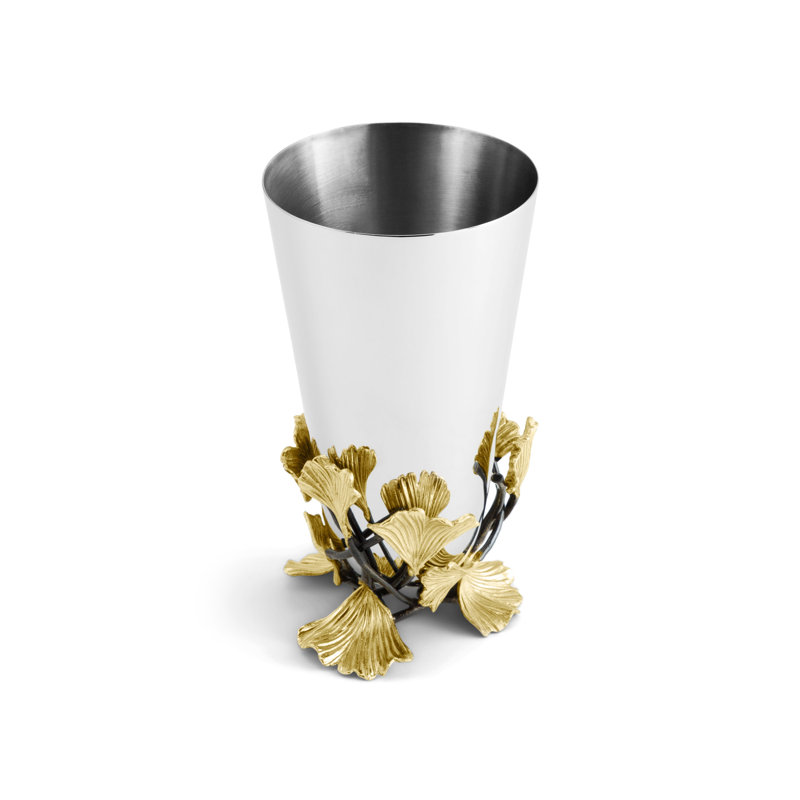Golden Ginkgo Vase, 8" H x 4.5" W x 4.5" D