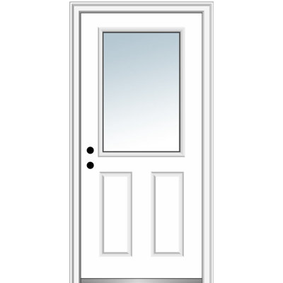 Portes d’entrée pré-raccrochées en acier 2 panneaux 0,5 lite