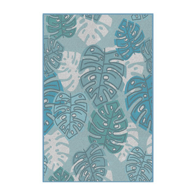 Tapis bleu/blanc à motifs