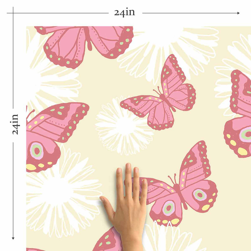 Panneau de papier peint auto-adhésif Butterfly, L 126 po x l 24 po