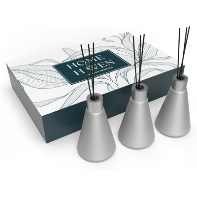 Ensemble de 3 diffuseurs à roseaux pour la maison et le bureau | Parfum naturel durable | Élégant décor d'aromathérapie en lavande, bois de santal et huiles essentielles