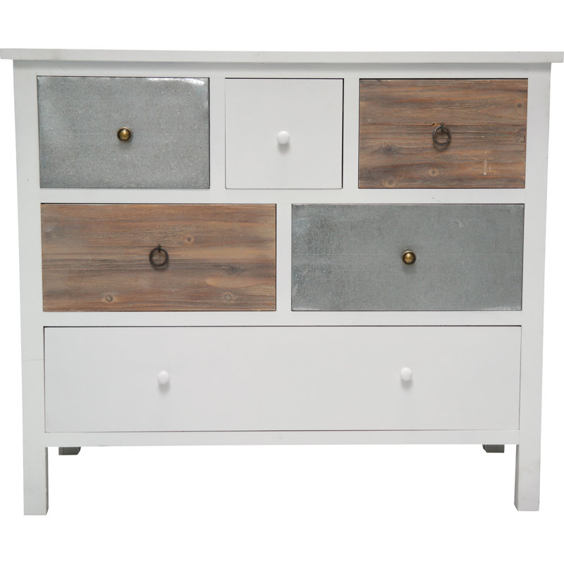 Iron Solid Wood 93cm W Chest of Drawers