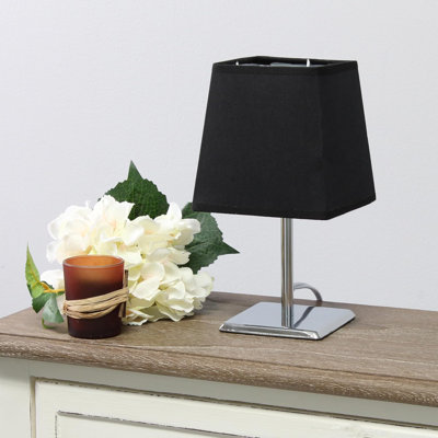  Mini lampe de table 9,65 pouces en chrome avec abat-jour en tissu Empire pour chambre ou bureau