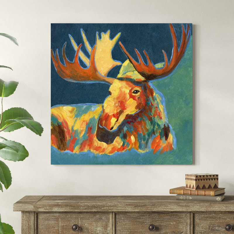 " Painted Colorful Moose ", 36" H x 36" W  