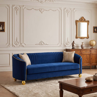 Canapé en velours, canapé 3 places moderne avec pieds en métal, élégant canapé de salon rembourré, mobilier d'appoint de luxe pour la maison et l'appartement