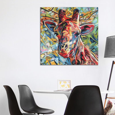 Giraffe Of Many Colours by David Stribbling - Wrapped Canvas Painting