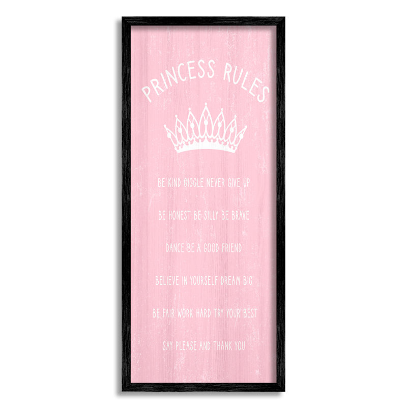 Art mural sur toile surdimensionné avec phrases de princesse rose, Giclée encadrée noir minuit, H 24 po x l 10 po x P 1,5 po