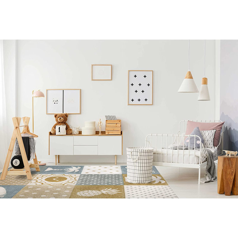 Area Rug for Kids Bedroom Cute Island Vibes Modern Decor Nursery Playroom Carpet Mat, Rectangle 3'11" x 5'3"
