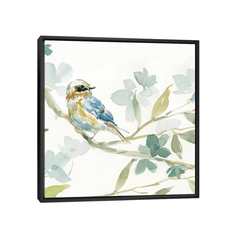 «Spring Melody I» par Carol Robinson - reproduction imprimée, H 18 po x l 18 po x 1,5 po, Toile avec cadre noir, Pas de tapis