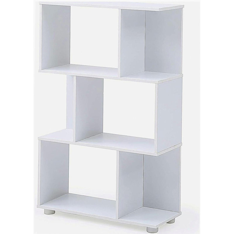 Bibliothèque manoir moderne à 3 tablettes décalées, blanc