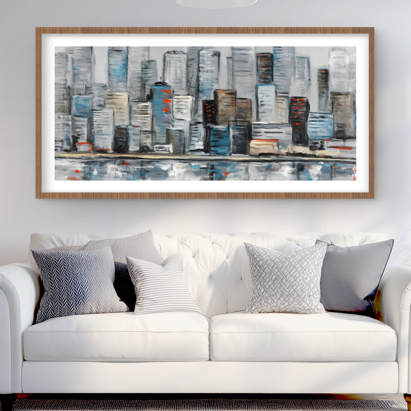 «Abstract Urban Skyline», reproduction d'art contemporain encadrée