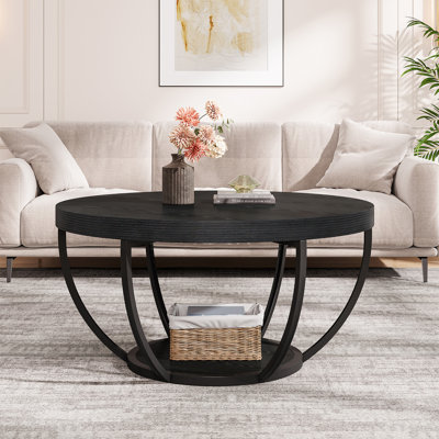 Adalise 2-Tier Round Coffee Table with Storage