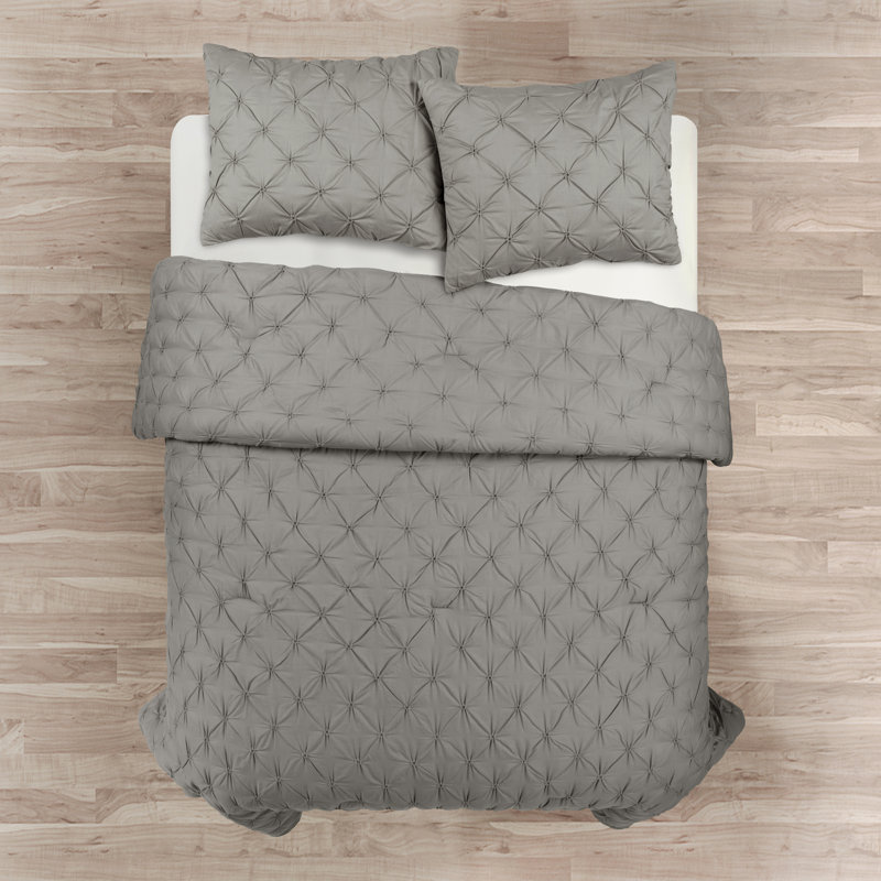 Ensemble d'édredon en microfibre Ravello, Gris, Édredon pour grand lit + 2 taies décoratives sta