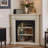 Beige + Black Solid Wood Freestanding Fireplace