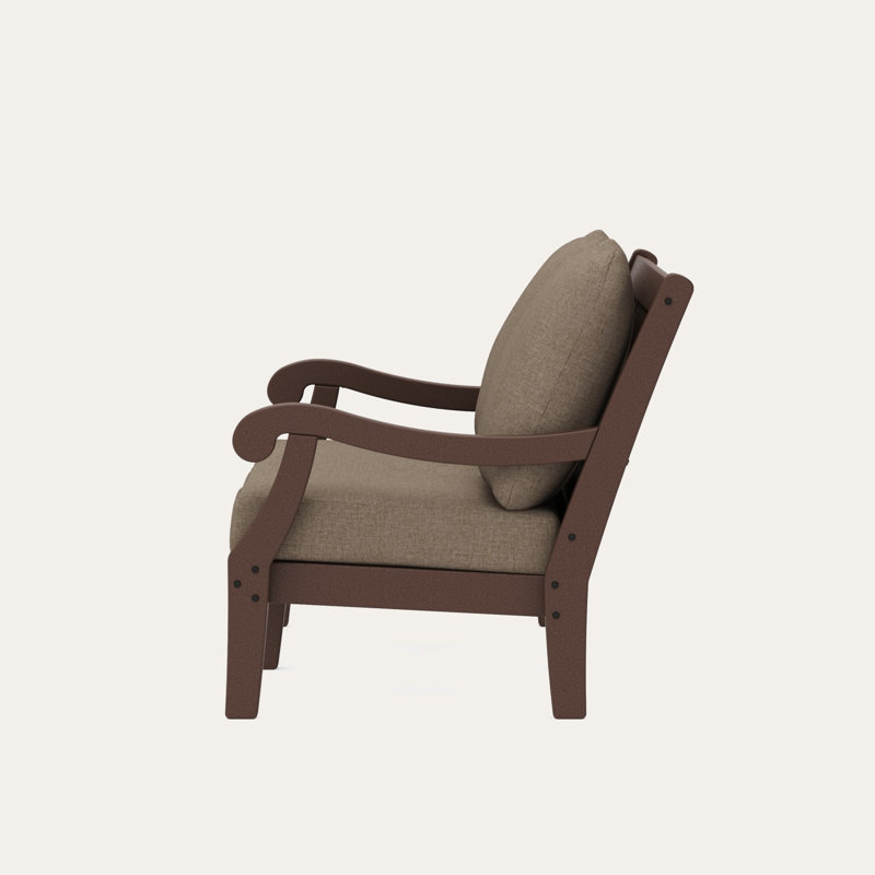 POLYWOOD x Birch Lane Verlyn Deep Seating Loveseat, Spiced Burlap Cushion/Mahogany Frame