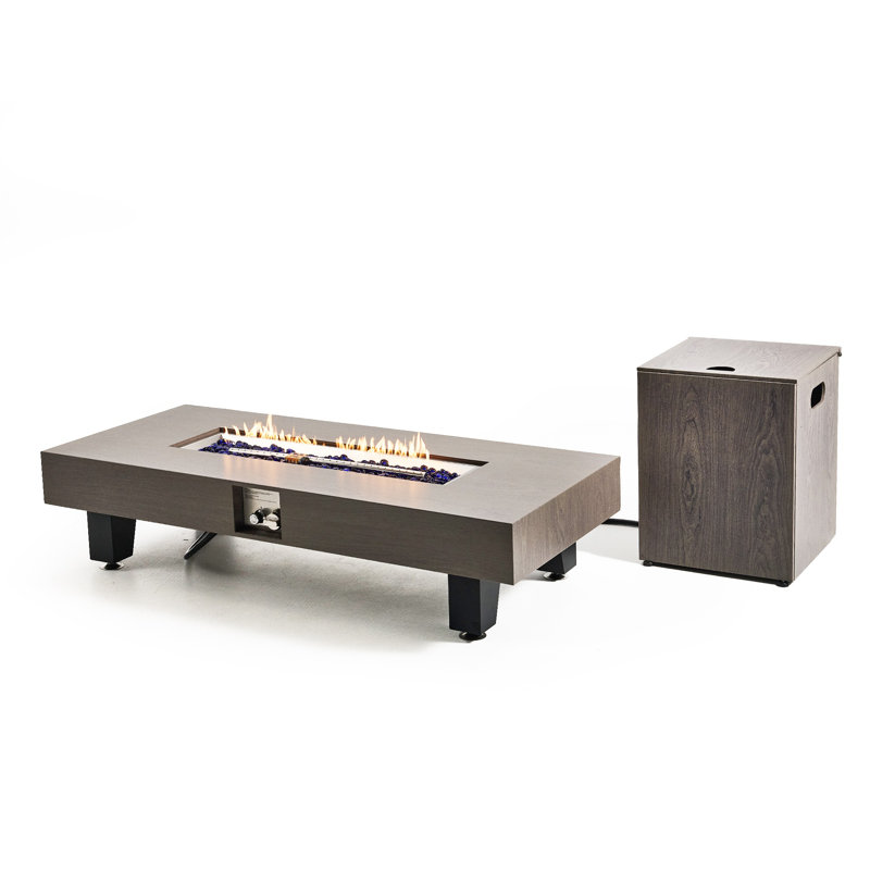 Table de foyer d'extérieur rectangulaire au propane