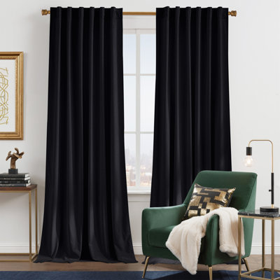 Black Velvet Curtains 84 inches Long, Bedroom Blackout Vintage Curtain Solid Heavy Matt Drapes/Window Treatments for Balcony Master Baby Boys Room (2 Panels, 52" Wide)