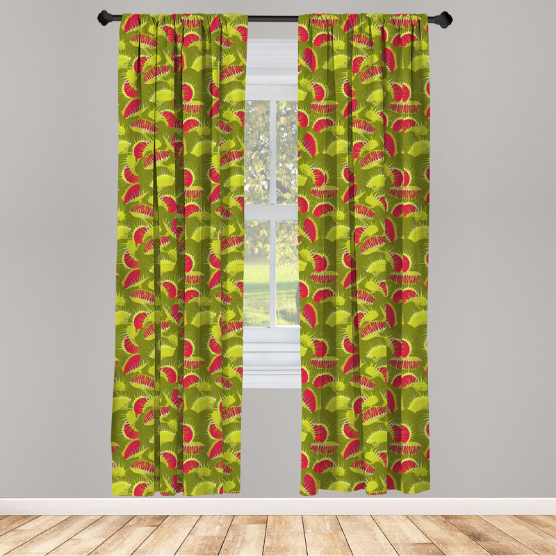 Venus Flytrap Semi-Sheer Rod Pocket Curtain Panels, 28" x 95"
