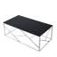 Table basse rectangulaire avec plateau en verre trempé noir et acier inoxydable pour le salon et la chambre à coucher, acier, finition