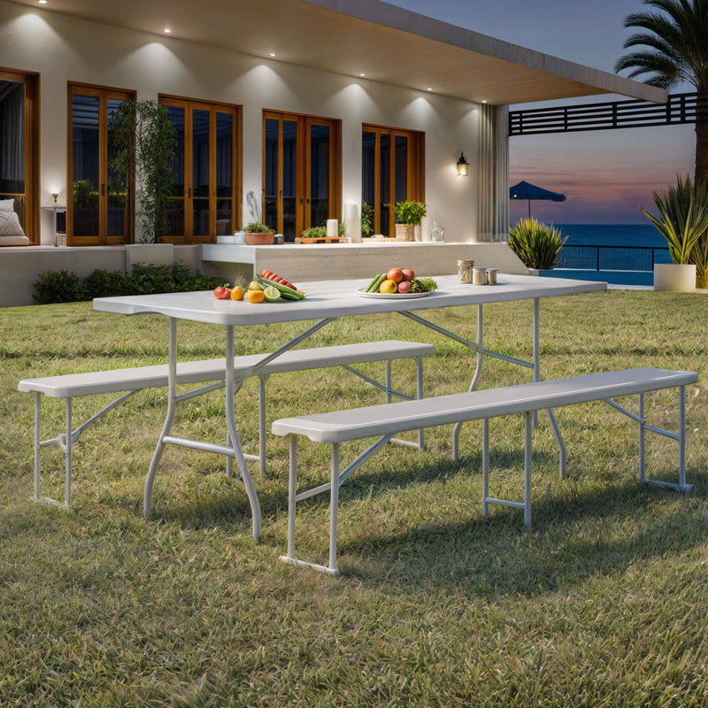 Mobilier de jardin pour l'extérieur avec 2 bancs pour 4-6 personnes