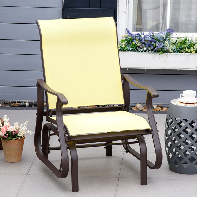 Balancelle de patio beige, chaise berçante en maille pour jardin et véranda - cour arrière extérieure