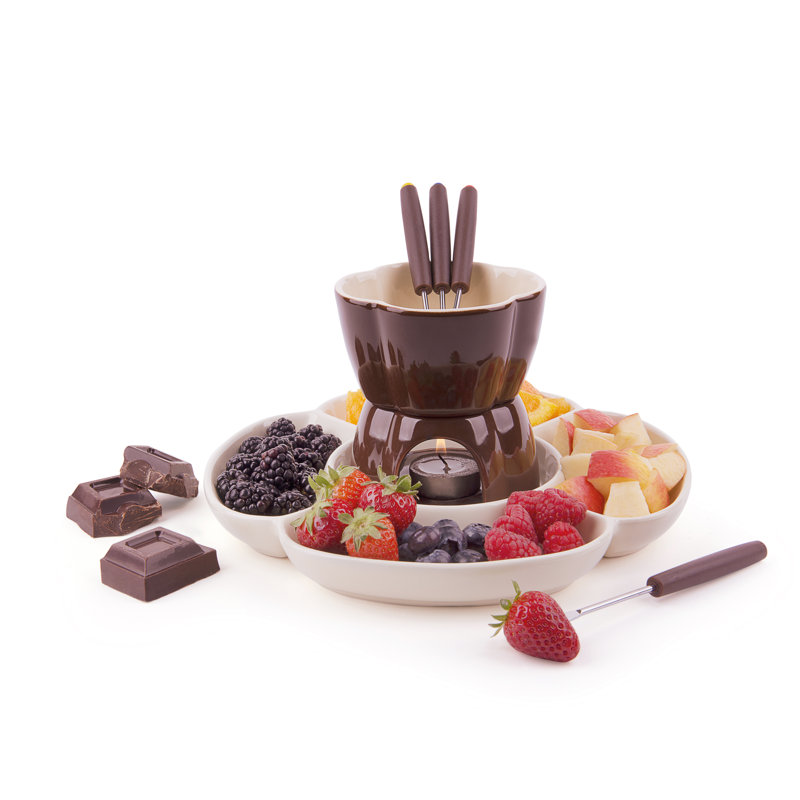 Chocolate 8 Piece 2 L Ceramic Fondue Set