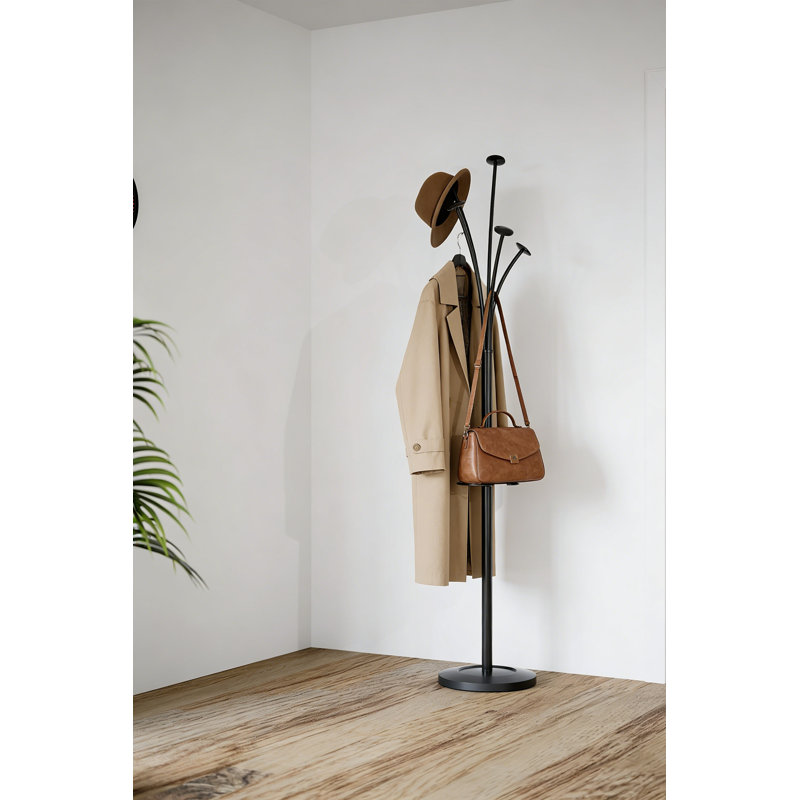 Premium Wooden Clothes Drying Rack With Weighted Umbrella Stand - Tool-Free Assembly, Compact Storage