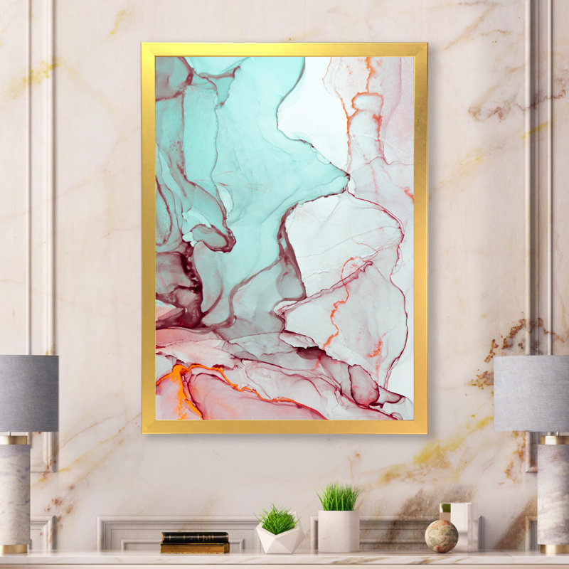 Marbre de luxe turquoise liquide Art II - œuvre d'art moderne sur toile, H 36 po x l 24 po x P 1 po