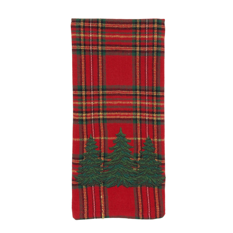 Serviette de Noël brodée écossais épinette