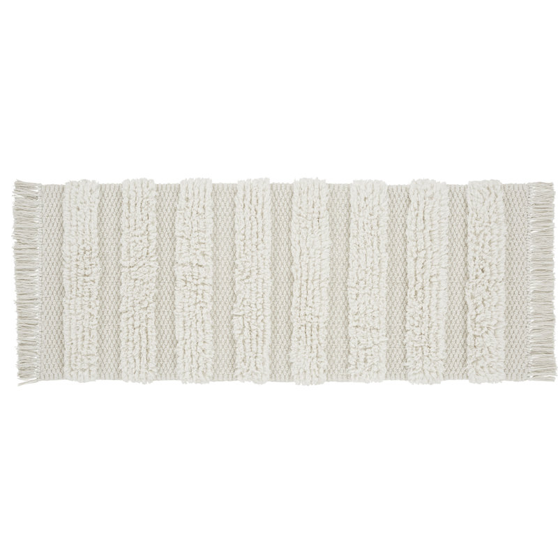 Savannah Cotton Fringe Runner Runner, 24" x 60", Cream