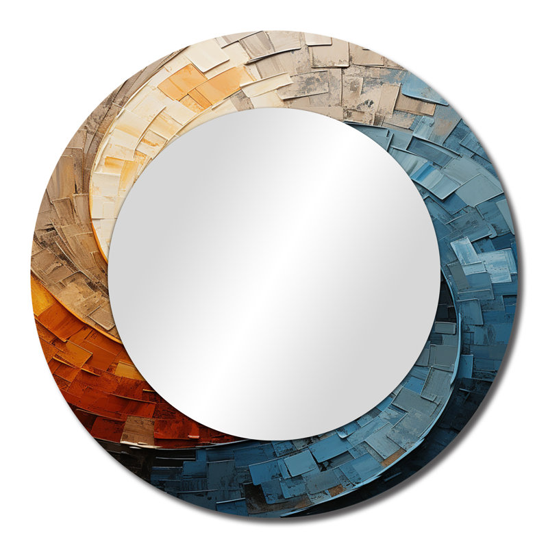 Collaged Spiral - Colourful Abstract Round Mirror Wall Decor Print, 23" x 23"