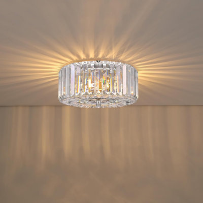 Plafonnier encastré Modern Crystal avec cadre en cristal K9 et chrome, plafonnier semi-encastré 2 lumières pour couloir, cuisine, salle de bain, entrée