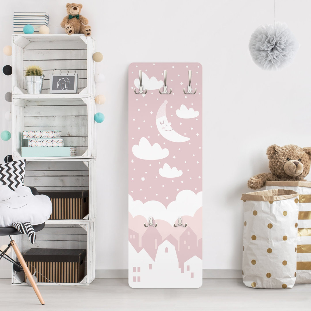 Starry Sky with Moon Wall Mounted Coat Rack
