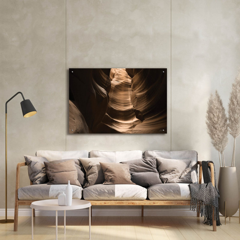 Art mural en verre abstrait canyon 6 "par Lori Deiter, H 24 po x l 36 po