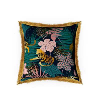 Ramos Art Deco Tiles Floral Square Throw Pillow Cover