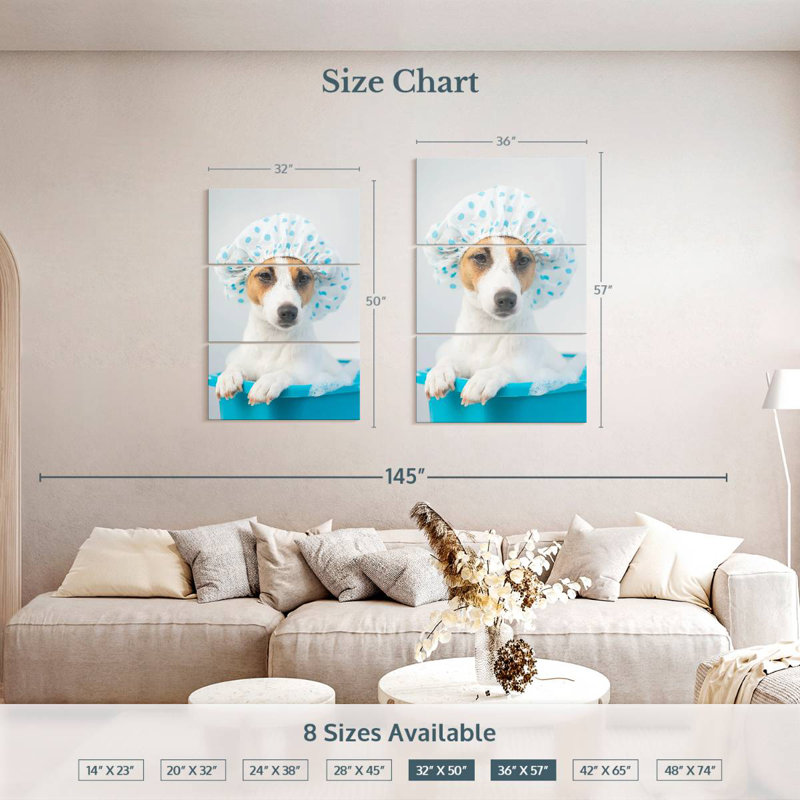 Ketti Terrier In Blue Bath, 50" H x 32" W