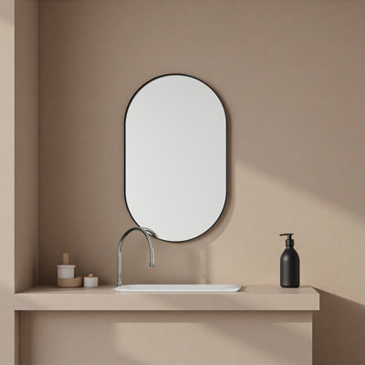 Armoire à pharmacie encastrée ovale 20 po x 34 po, armoire de salle de bain murale en métal avec miroir et tablettes réglables, miroir mural avec rangement pour salle de bain