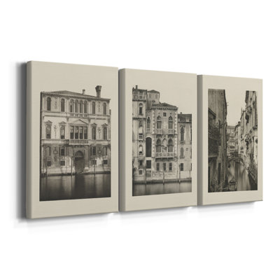Vintage Views of Venice I  -Custom Wrapped Gallery Canvas - 3 Pieces