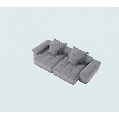 Modern Oversized Modular Sectional Sofa With 2 Chaise Lounge And 2 Armrest, Sparkling Chenille Fabric Soft Cushion Sofa With 4 Pillows