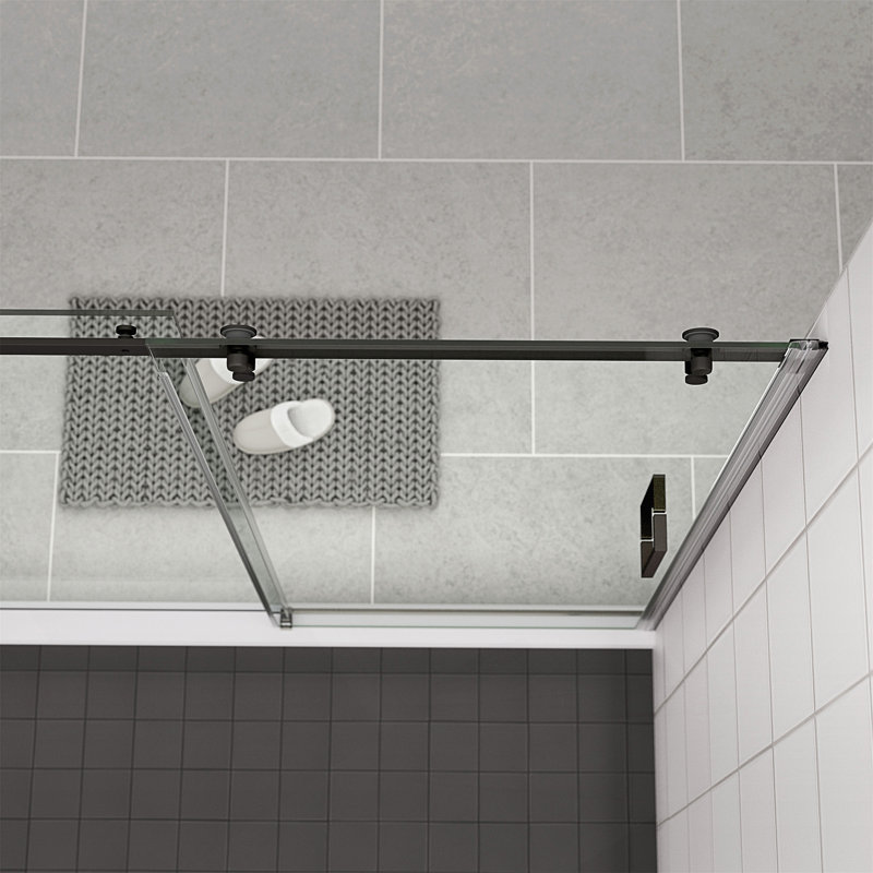 Porte de douche en verre, Noir mat