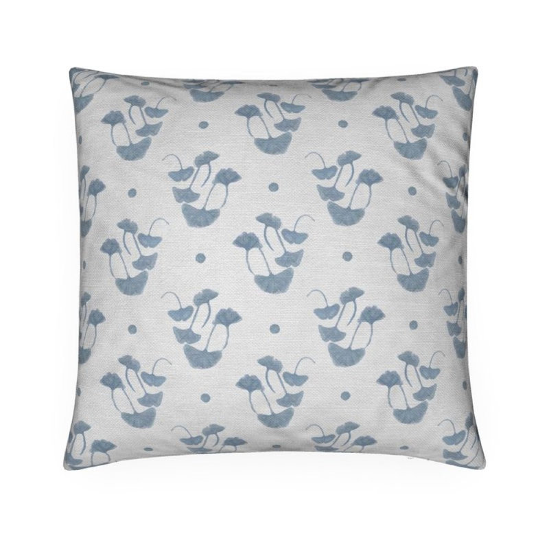 Ginkgo Square Pillow Cover & Insert, Chadwick Blue Floral, 22"H x 22"W