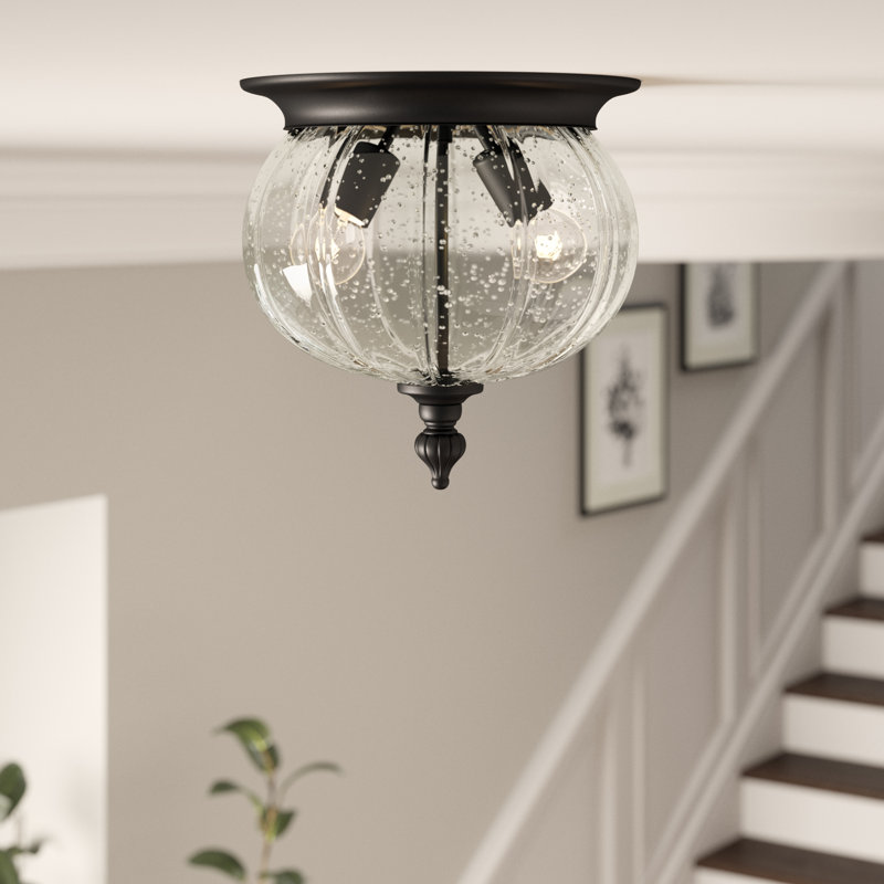 Henry Street Glass Flush Mount, Black